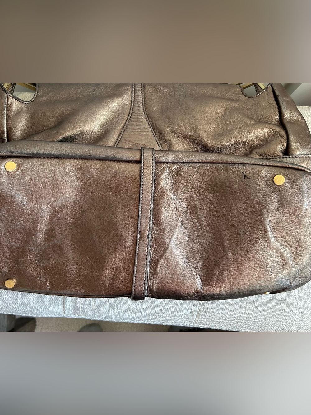 Jimmy Choo Classic Metallic Bronze Leather Tulita Hobo  Shoulder Bag - Picture 8 of 12